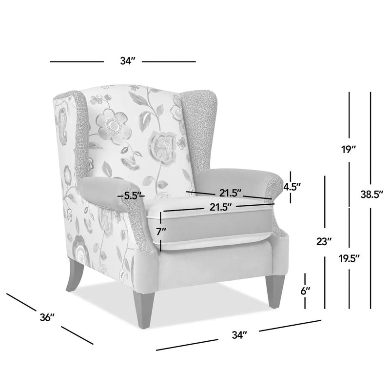 Anya - Boho Chic Wingback Accent Arm Chair - Floral / Leopard / Blue Teal / Yellow Gold by HouseOfZazla