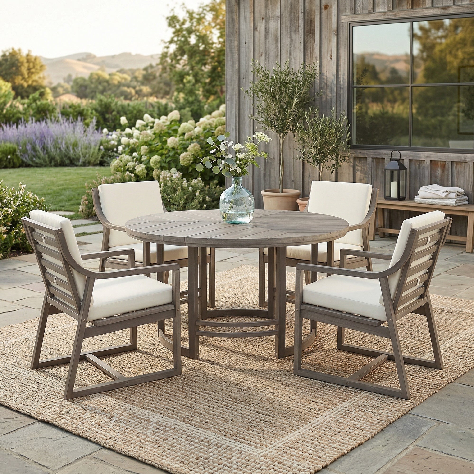 Outdoor Dining Set 5-Piece Patio Table and Chairs with Umbrella Hole by HouseOfZazla