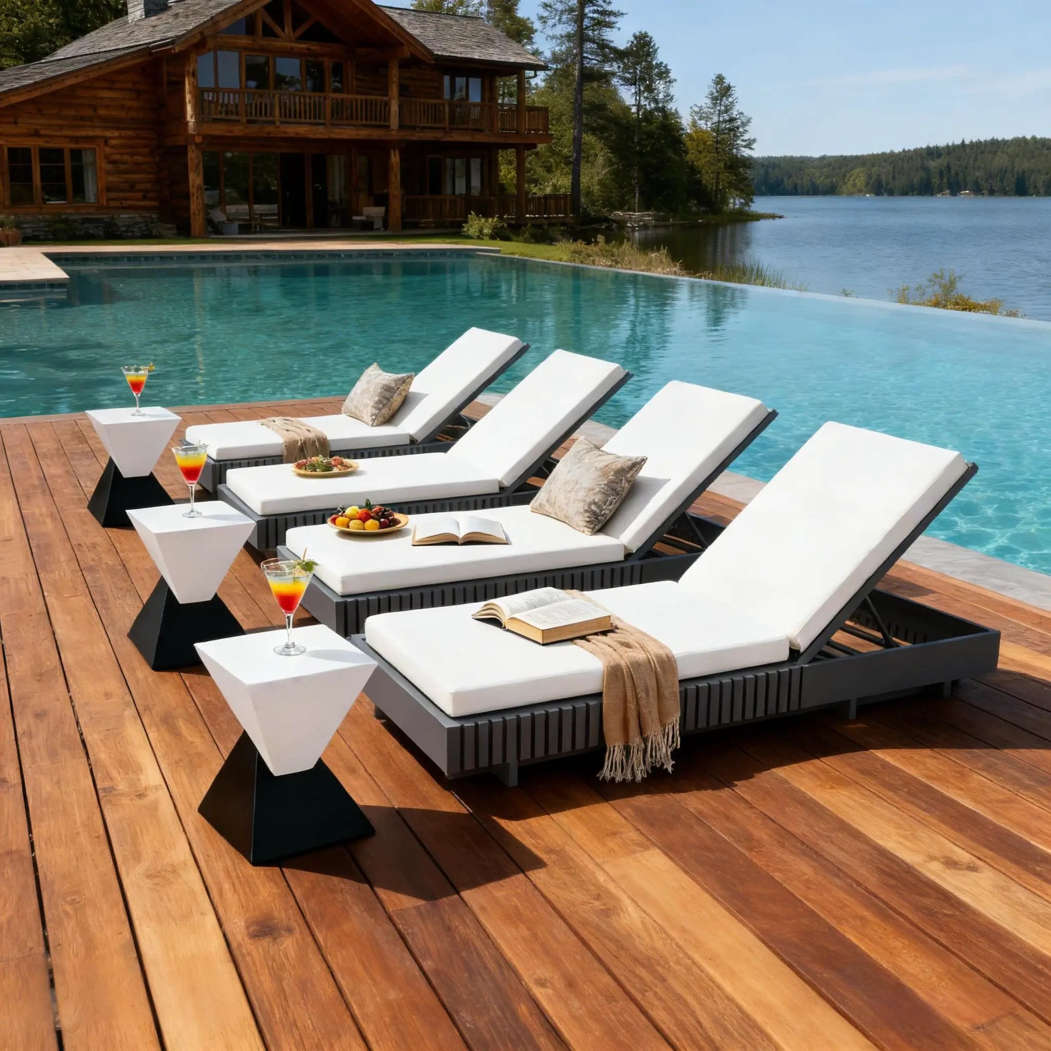 Dark Acacia Wood Chaise Lounge by HouseOfZazla