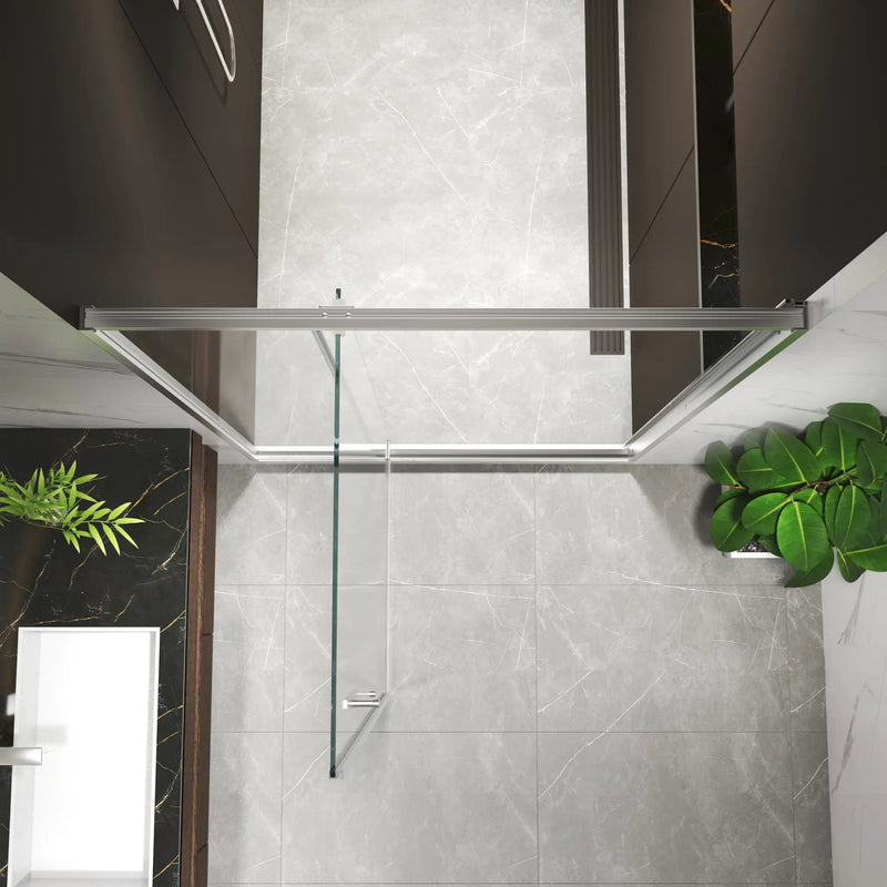 44-48"W x 74"H Pivot Shower Door with Brushed Nickel Finish by HouseOfZazla