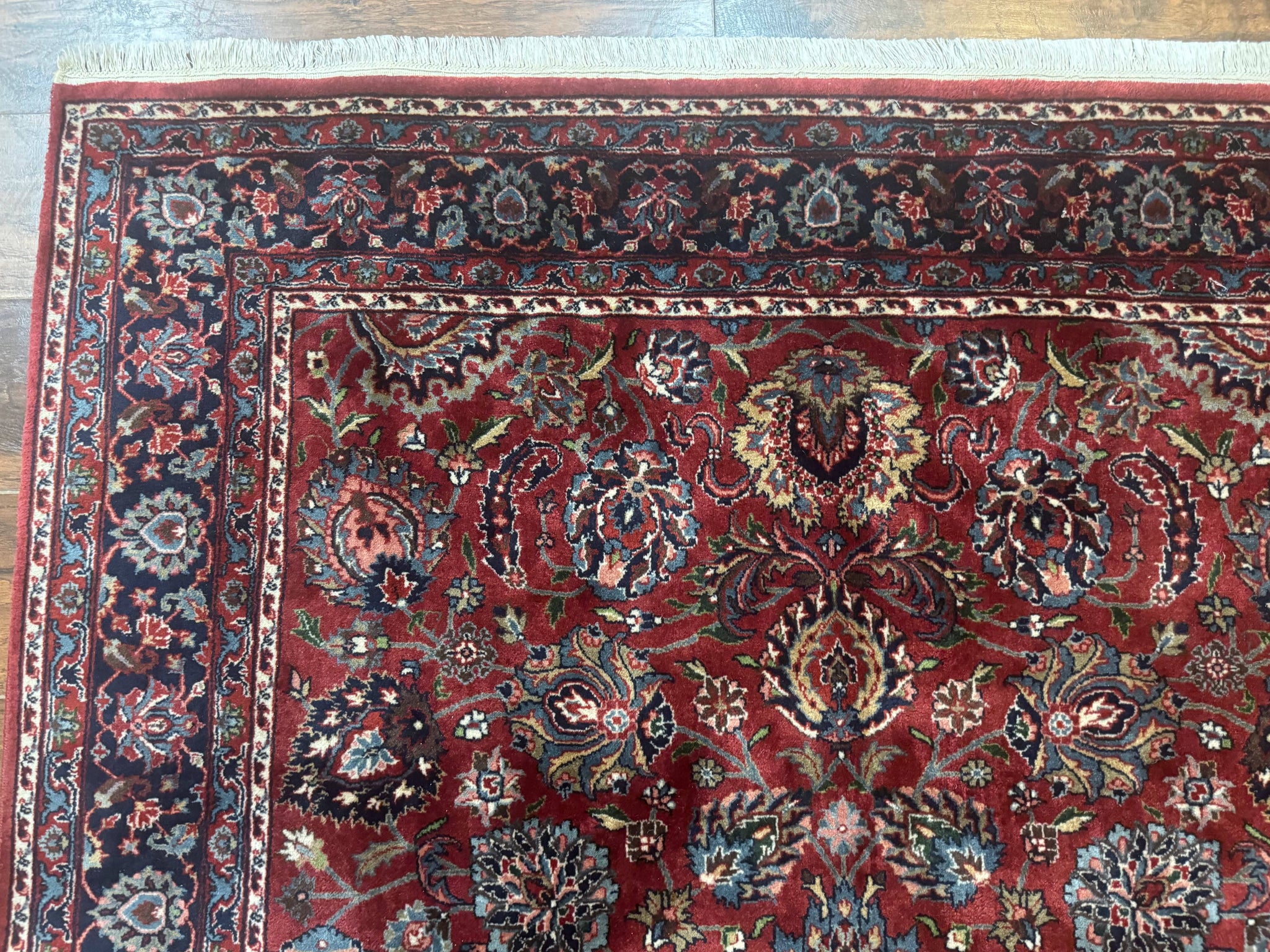 Indo Persian Rug 5x7, Vintage Traditional Floral Carpet, Burgundy and Navy Blue by Jewel Rugs