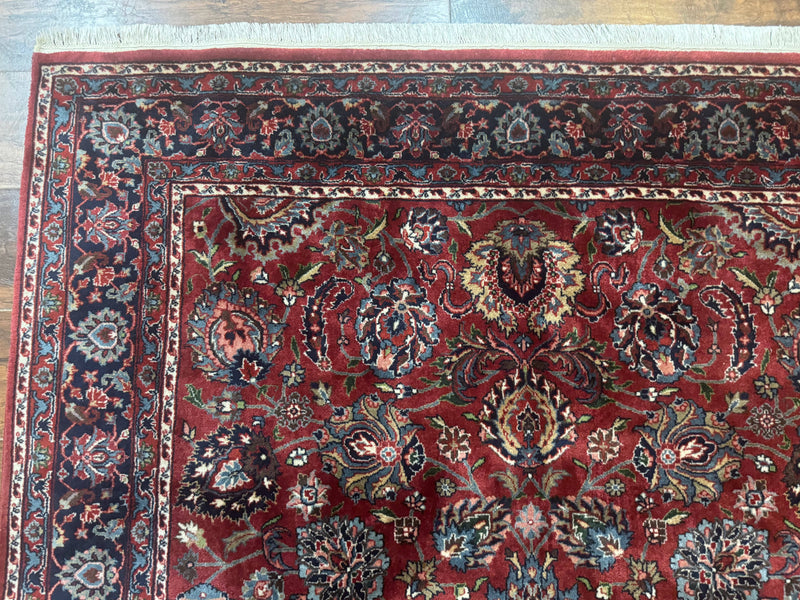 Indo Persian Rug 5x7, Vintage Traditional Floral Carpet, Burgundy and Navy Blue by Jewel Rugs
