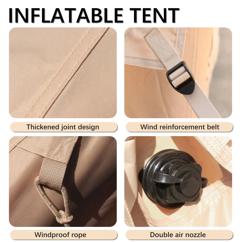Inflatable Glamping Tent For 4 - 6 People, Waterproof Outdoor Tent With Pump - Khaki by HouseOfZazla