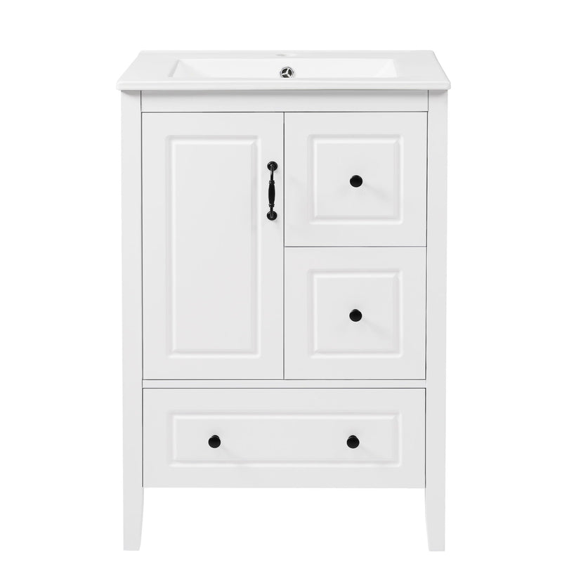 Retro Bathroom Vanity With Sink, Soft Closing Cabinet & Drawers by HouseOfZazla