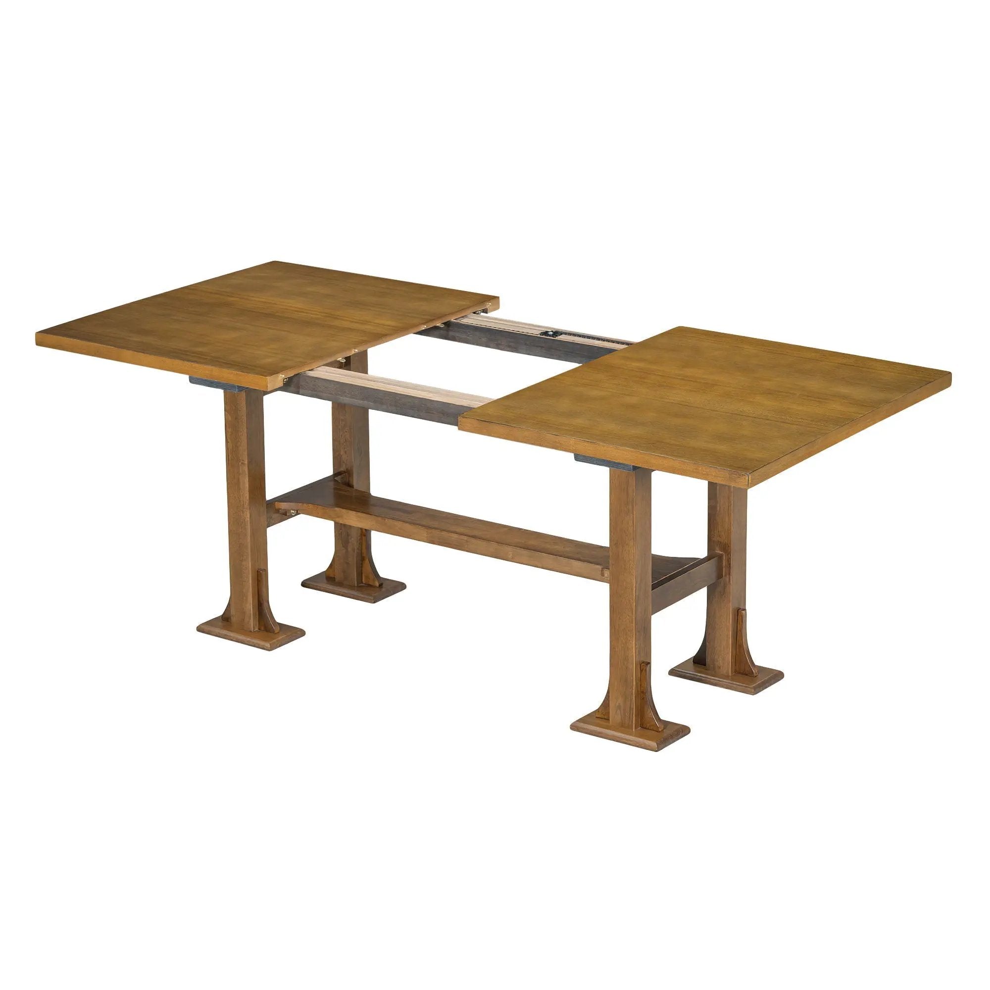 Topmax - 6 Piece Farmhouse Extendable Dining Table Set Trestle Kitchen Table Set With Removable Leaf And Upholstered Dining Chair And Bench For Dining Room by HouseOfZazla