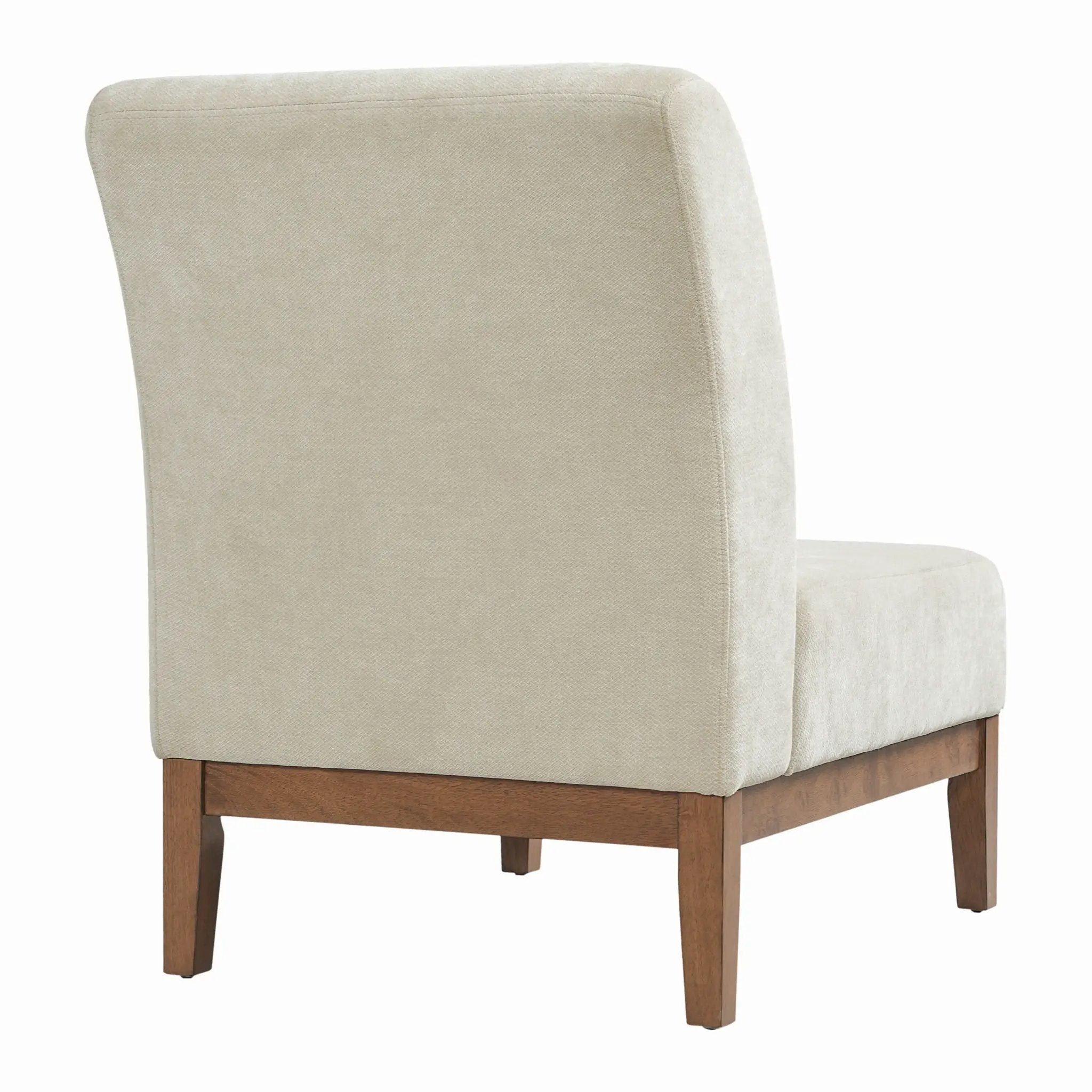 Upholstered Accent Chair - Beige / Walnut by HouseOfZazla