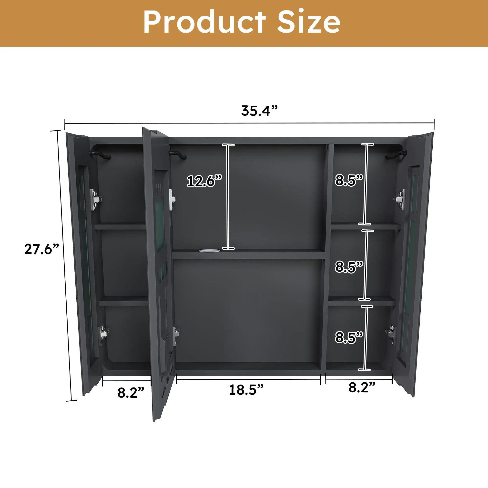 Aluminium Medicine Cabinet Mirror With LED Light And Defogging Function - Gray by HouseOfZazla