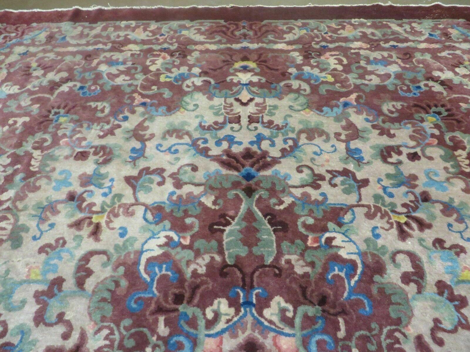 8' X 10' Vintage Handmade Chinese Art Deco Peking Nichols Wool Rug Flowers Nice by Jewel Rugs