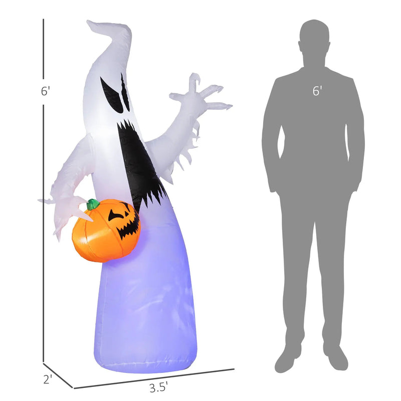 HOMCOM 5.9' Halloween Inflatable Outdoor Decoration Ghost with Pumpkin by HouseOfZazla