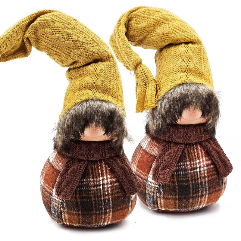 Gnomes Decorations, For Fall Thanksgiving Table Decorations (Set of 2) - Brown / Yellow by Unique Piece Furniture