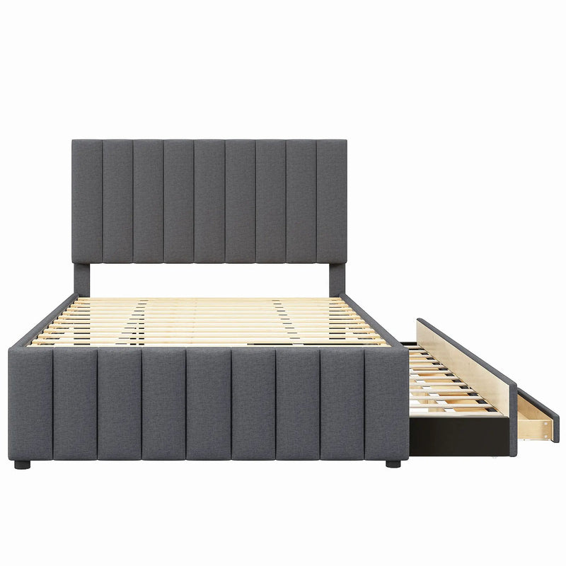 Upholstered Platform Bed With Twin Size Trundle And 3 Drawers by HouseOfZazla
