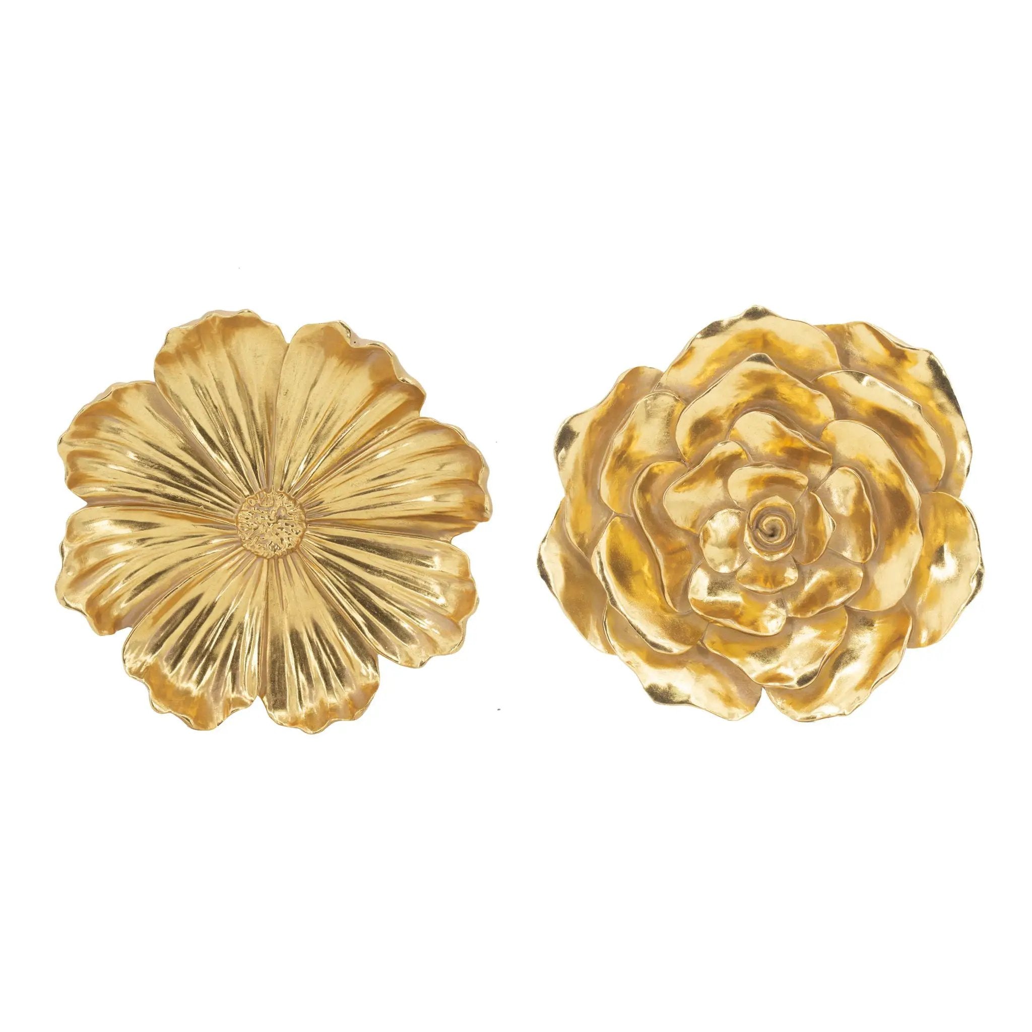 Rose Hanging Resin Wall Accents (Set of 2) - Gold by Unique Piece Furniture