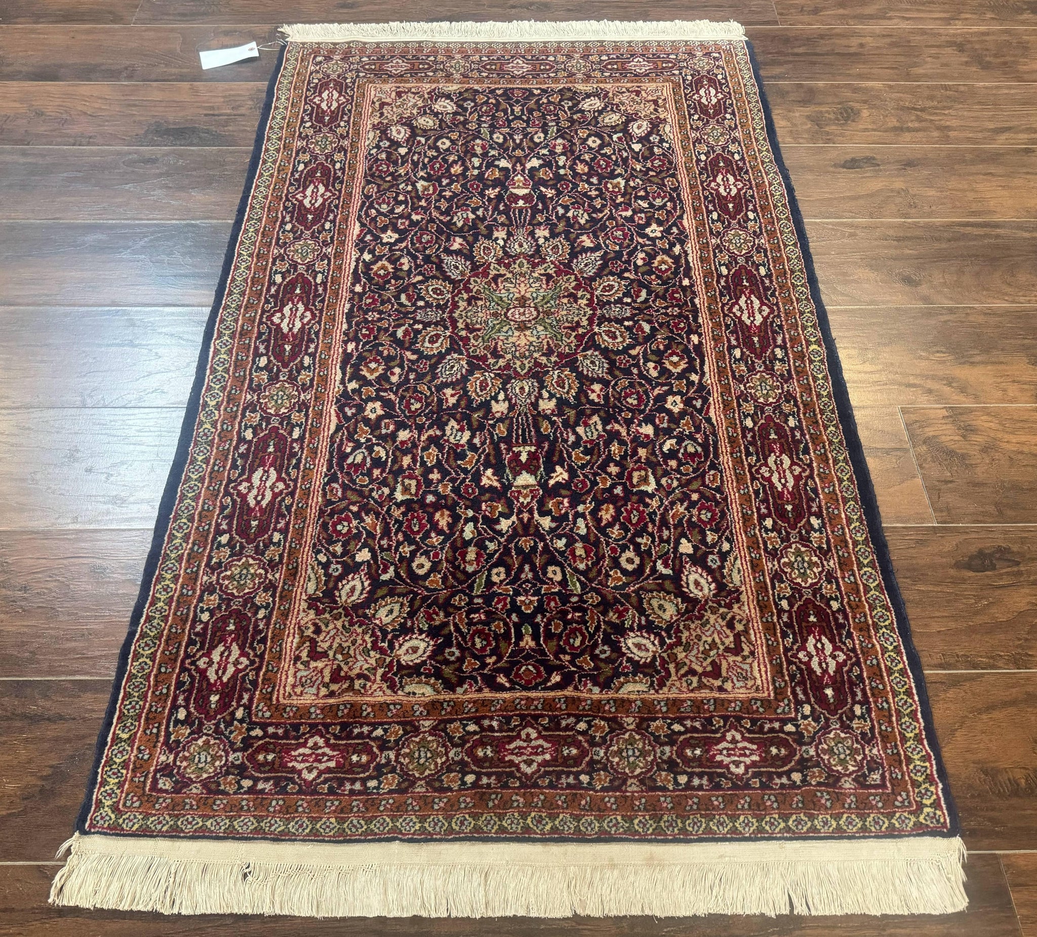 Indo Kashmiri Rug 3x5, Navy Blue, Very Fine 400 KPSI, Pair B by Jewel Rugs