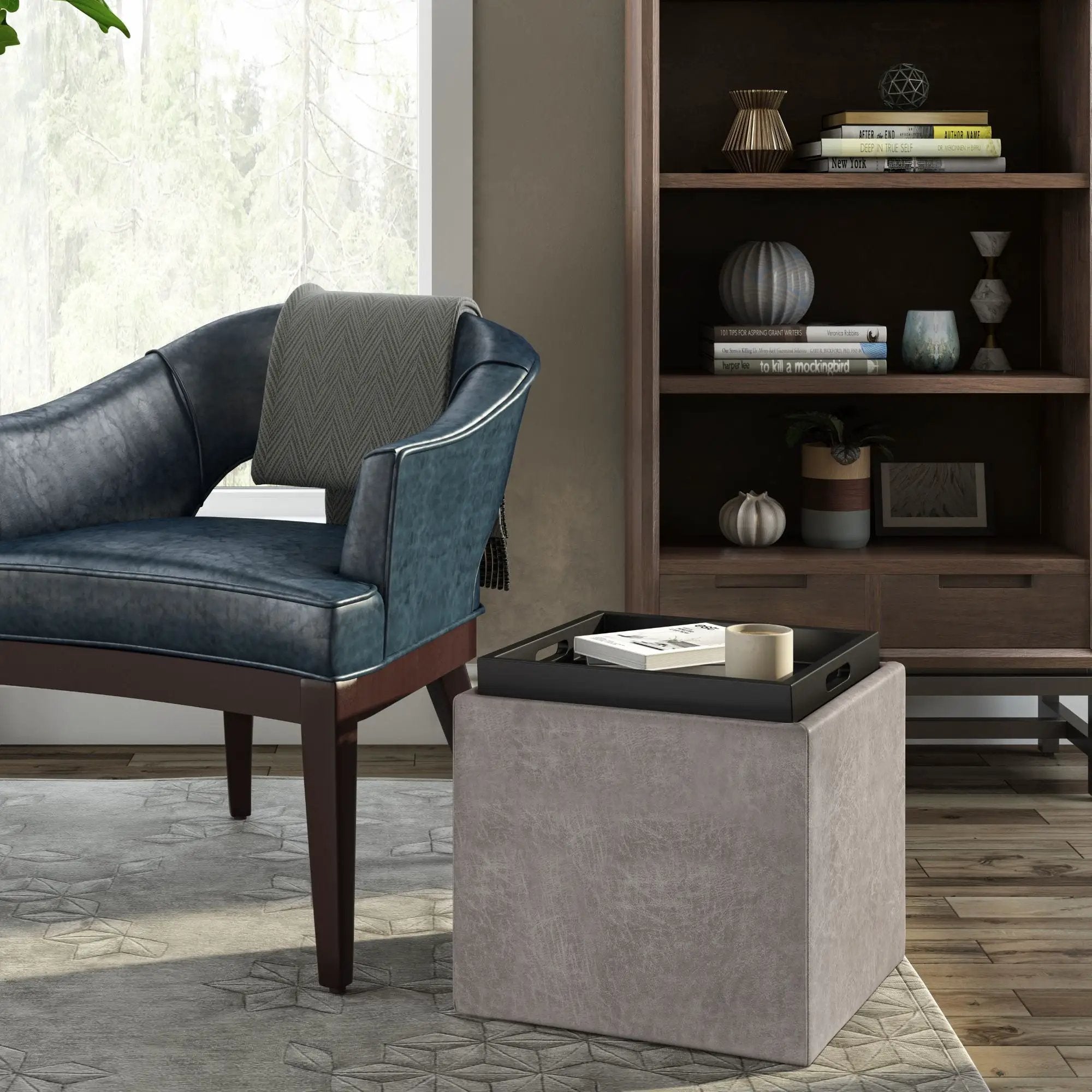 Rockwood - Upholstered Cube Storage Ottoman With Tray by Unique Piece Furniture
