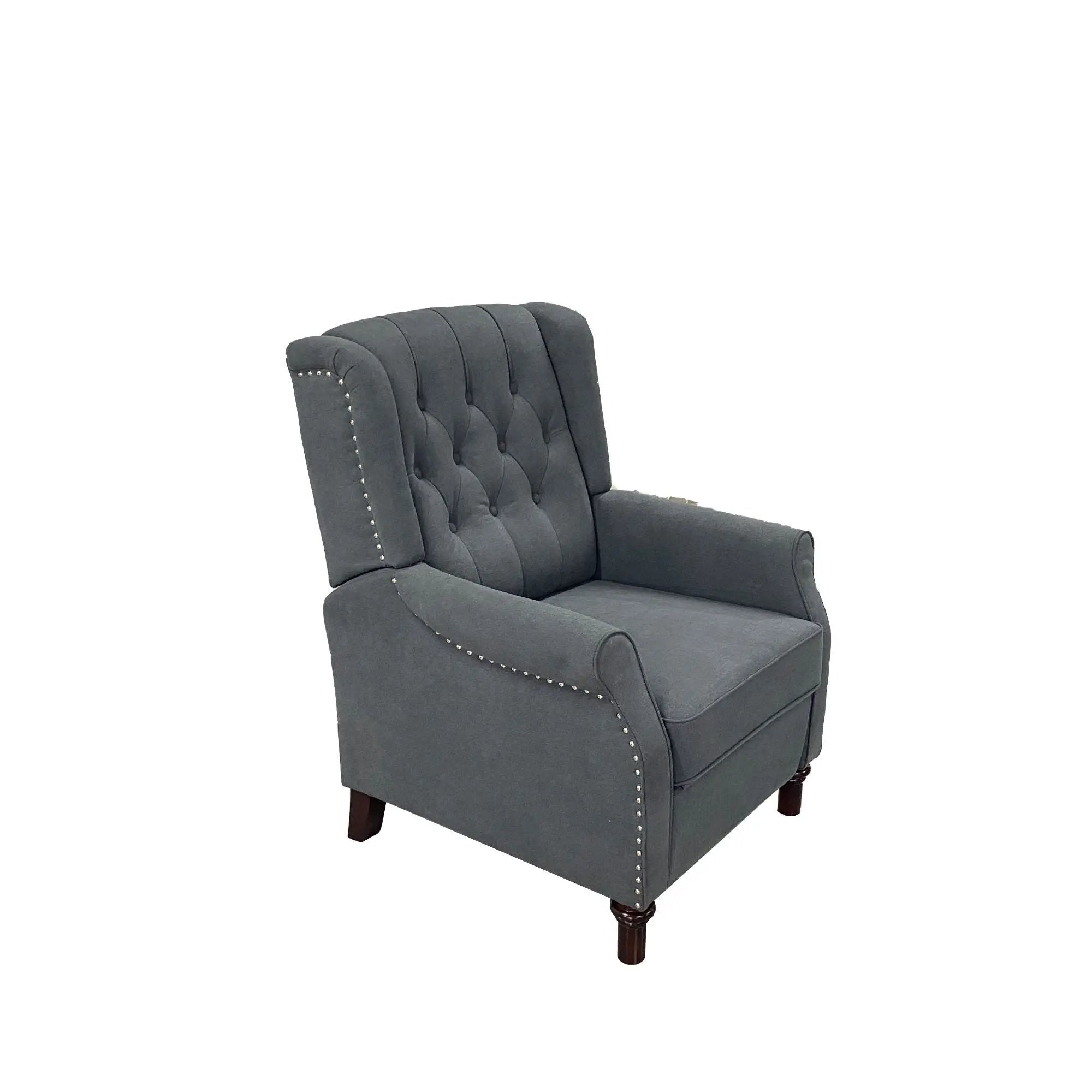 New Design Classic Waterproof Fabric Living Room Pull Button Sofa, High Back Manual Recliner Chair Cinema Home Theatre Cozy Recliner Sofa - Dark Gray by HouseOfZazla