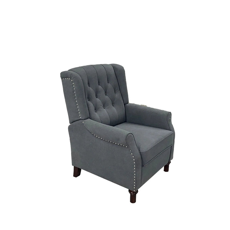 New Design Classic Waterproof Fabric Living Room Pull Button Sofa, High Back Manual Recliner Chair Cinema Home Theatre Cozy Recliner Sofa - Dark Gray by HouseOfZazla