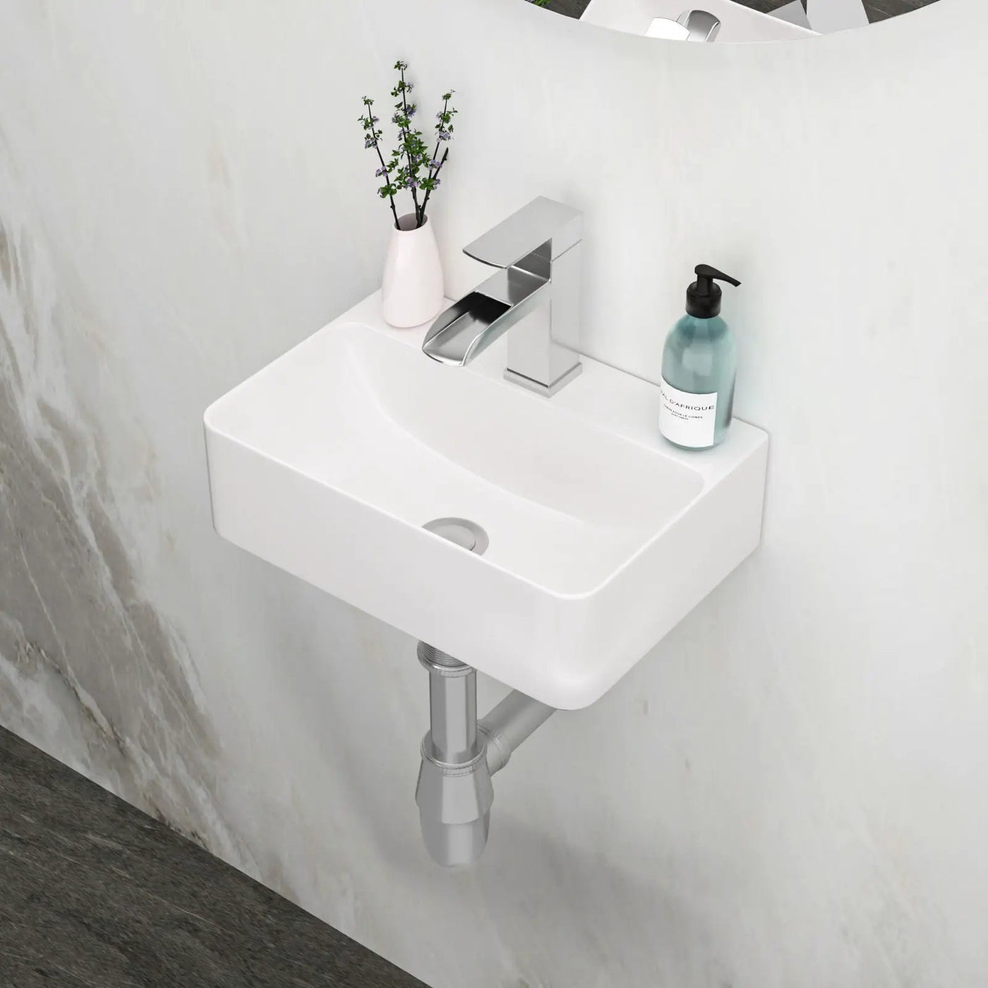 Ceramic Rectangle Wall Mount Bathroom Sink With Single Faucet Hole by HouseOfZazla