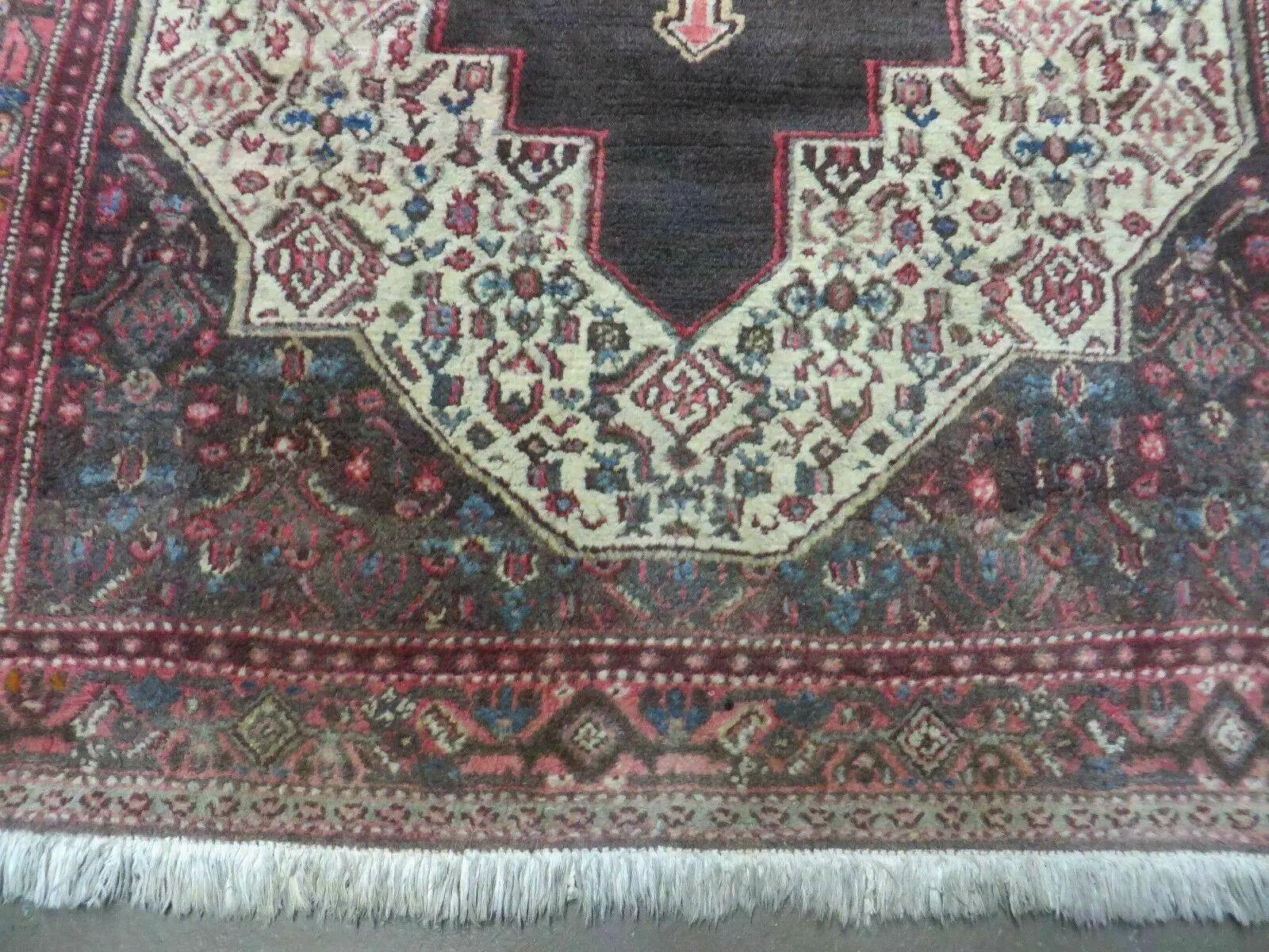 4' X 5' Antique Handmade India Floral Oriental Wool Rug Brown Vegetable Dyes by Jewel Rugs