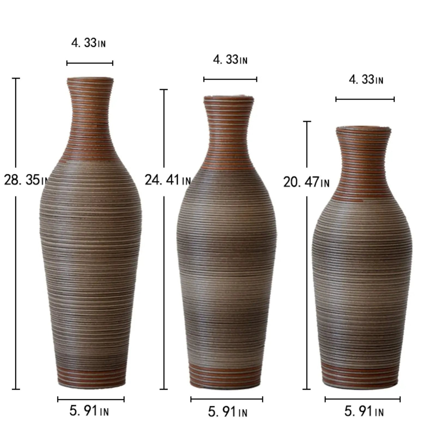 Classic And Neat Floor Vase, High Independent Flower Stand (Set of 3) by Unique Piece Furniture