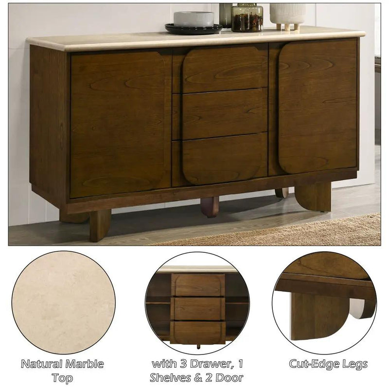 Kasha - Server With Marble Top Top - Vintage Oak by Unique Piece Furniture