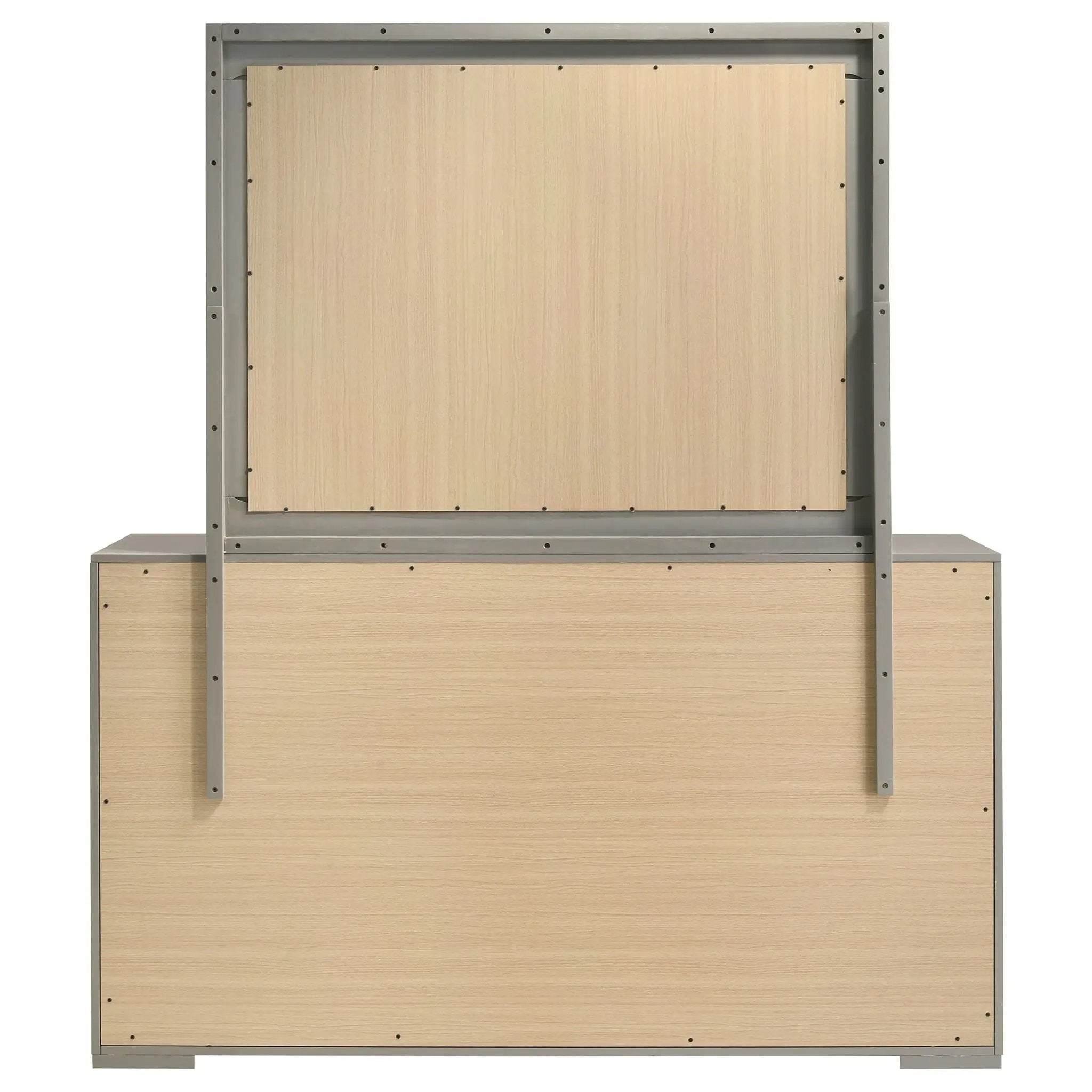 Ives 6-drawer Dresser and Mirror Grey High Gloss by Unique Piece Furniture