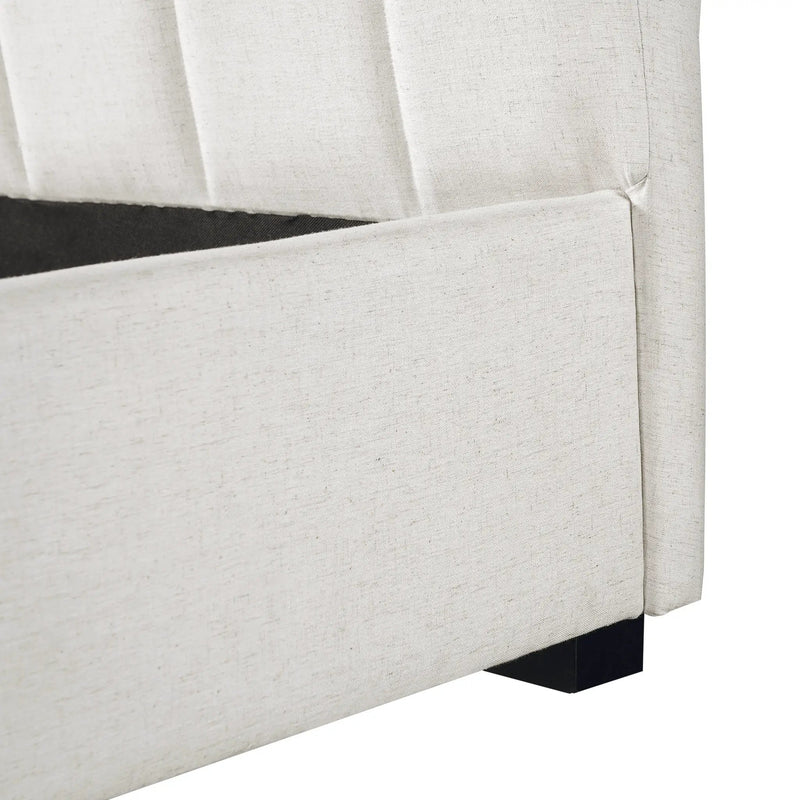 King Size Upholstered Bed Frame with Linen Blend Fabric by HouseOfZazla