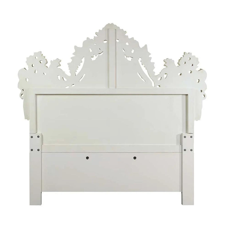 Adara - Eastern King Bed - Pearl White Synthetic Leather & Antique White by Unique Piece Furniture