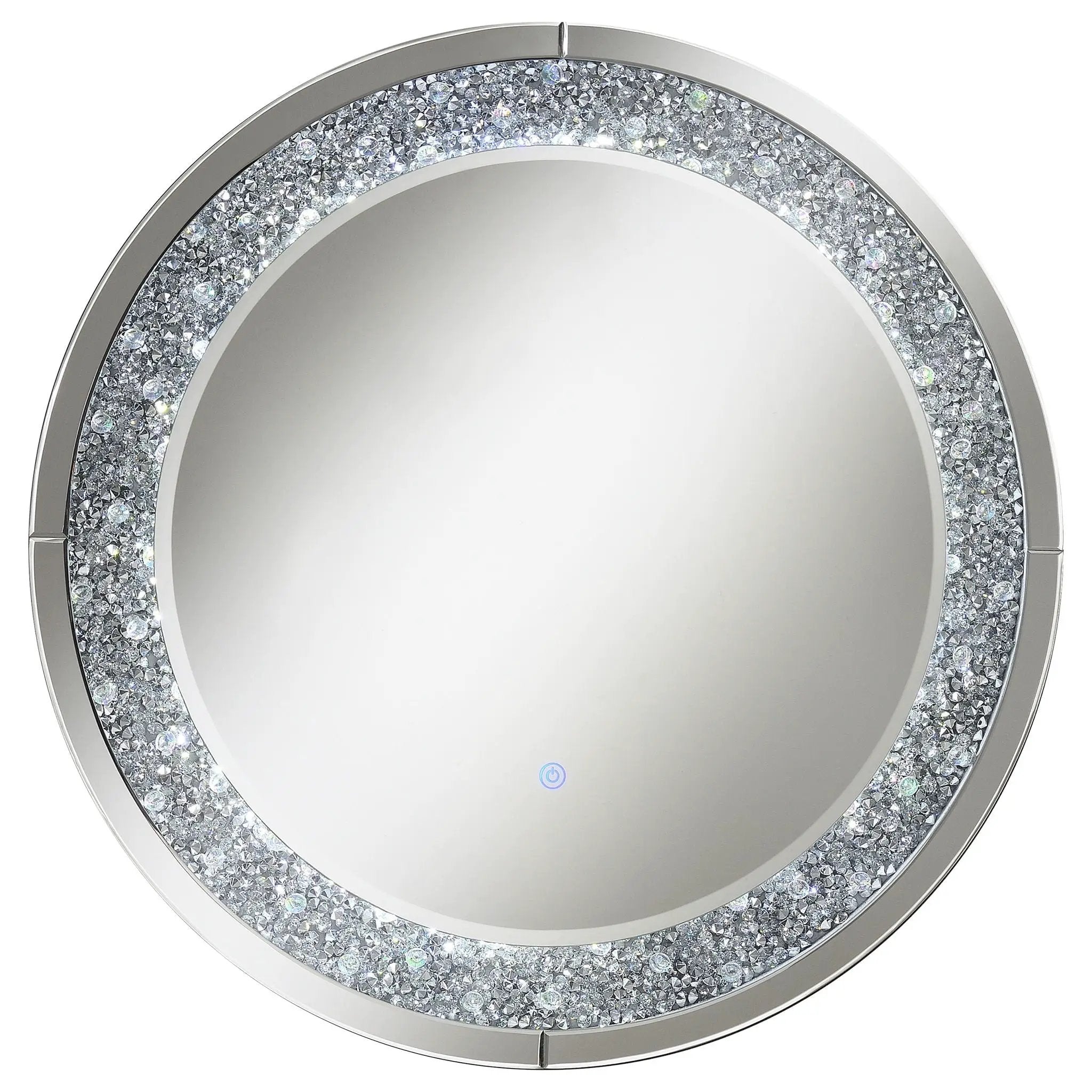 Lixue 32 x 32 Inch Round Wall Mirror LED Lighting Silver by Unique Piece Furniture
