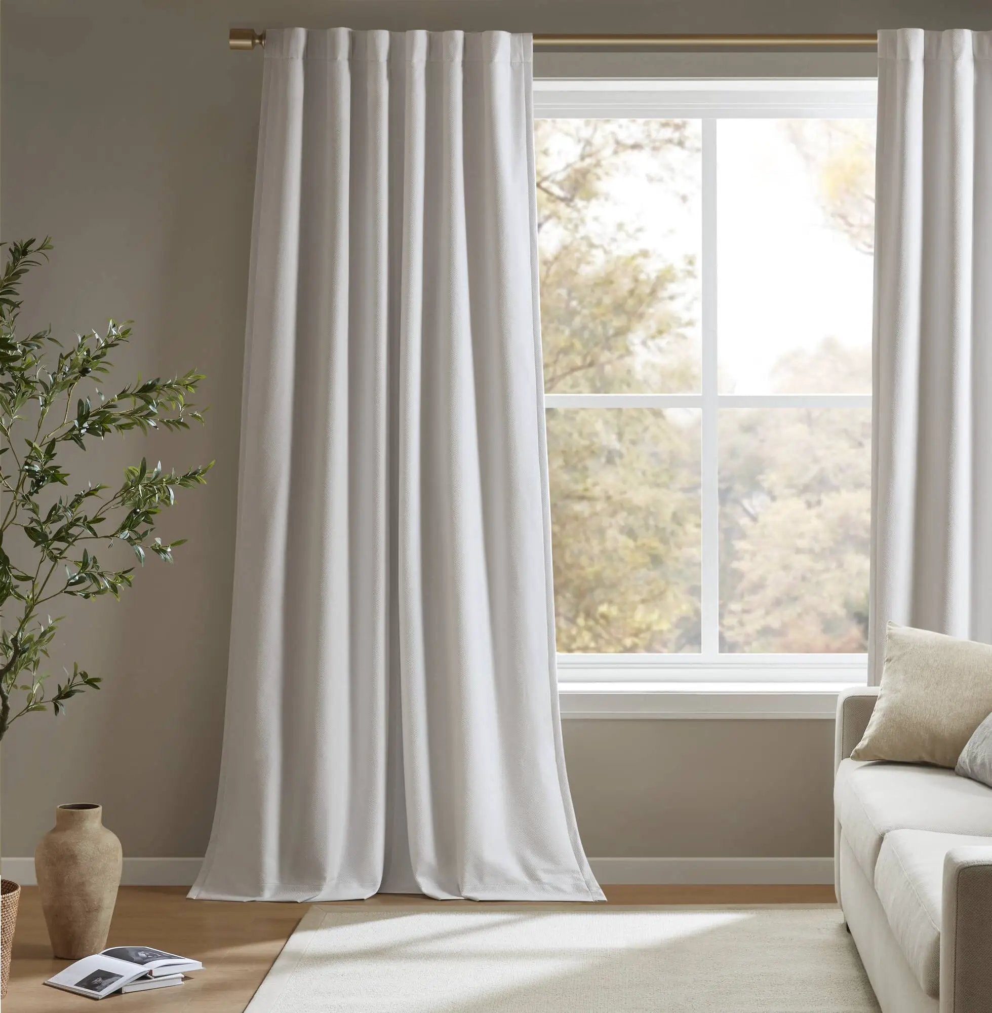 2-PK 52x84" Sound Blocking Total Blackout Curtain Panel Pair White by HouseOfZazla