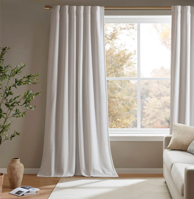 2-PK 52x84" Sound Blocking Total Blackout Curtain Panel Pair White by HouseOfZazla