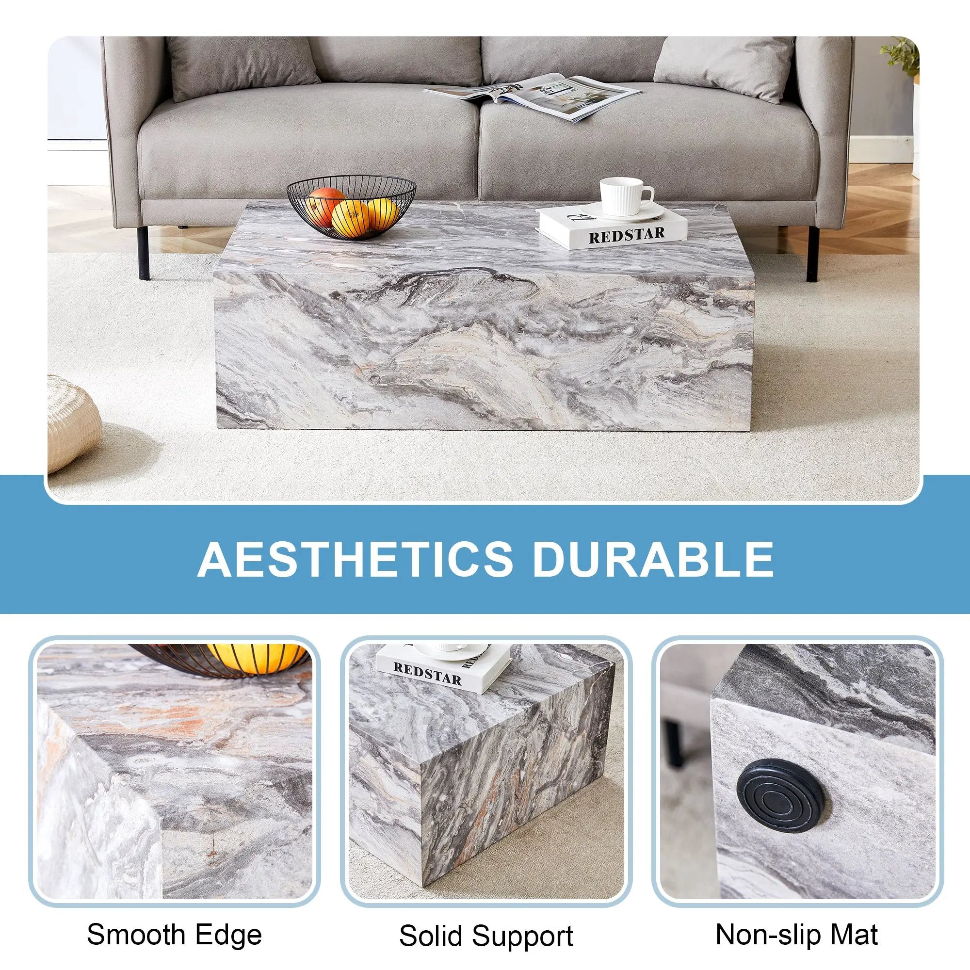 Elegant Grey Stone Pattern Coffee Table by HouseOfZazla