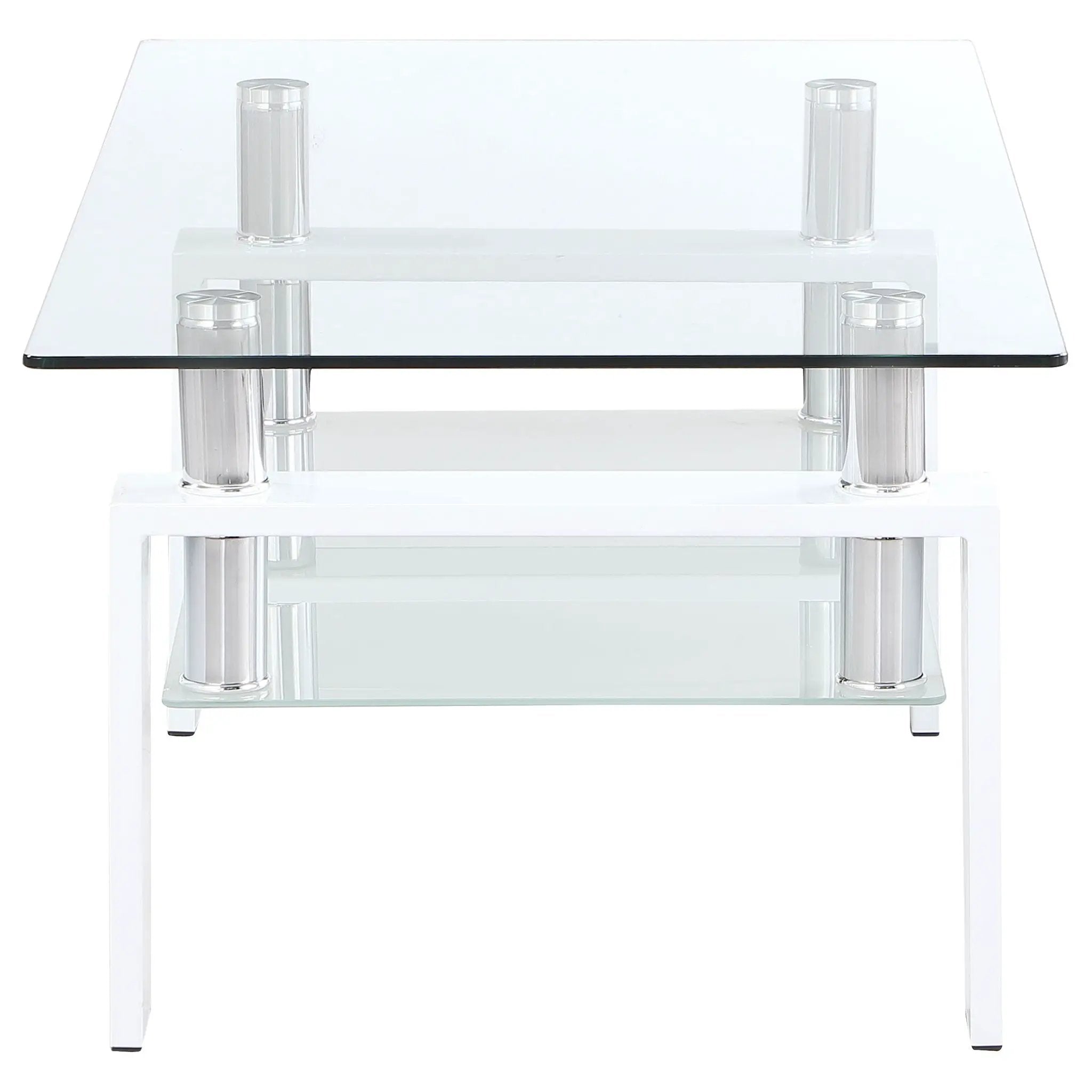 Dyer 1-shelf Rectangular Glass Top Coffee Table White by Unique Piece Furniture