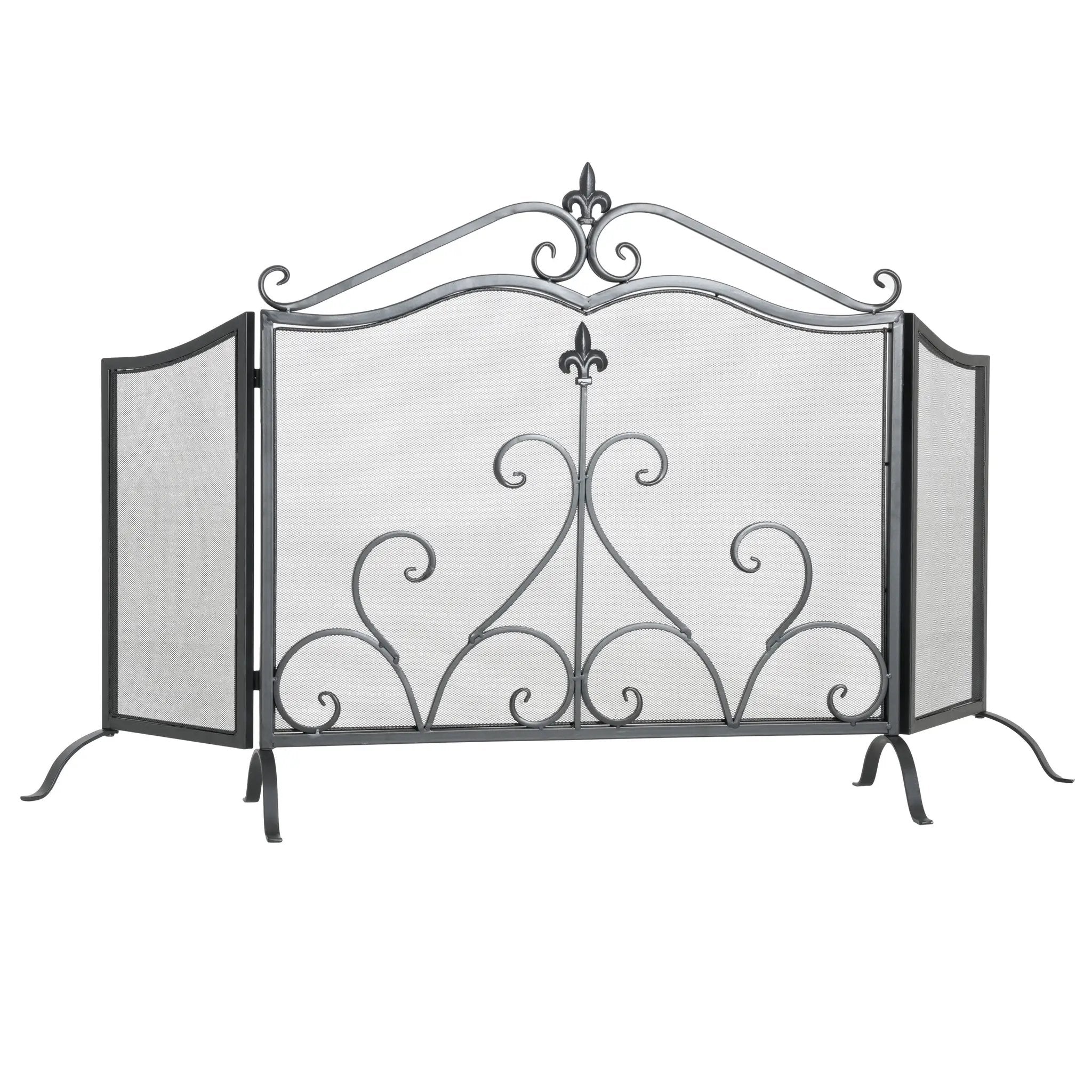 Onyx 3-Panel Iron Fireplace Screen 54" x 31.5" by HouseOfZazla
