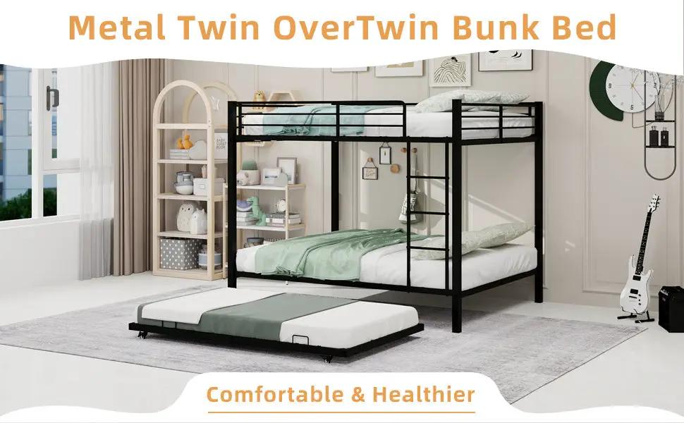 Durable Square Tube Iron Full-Size Bunk Bed by HouseOfZazla