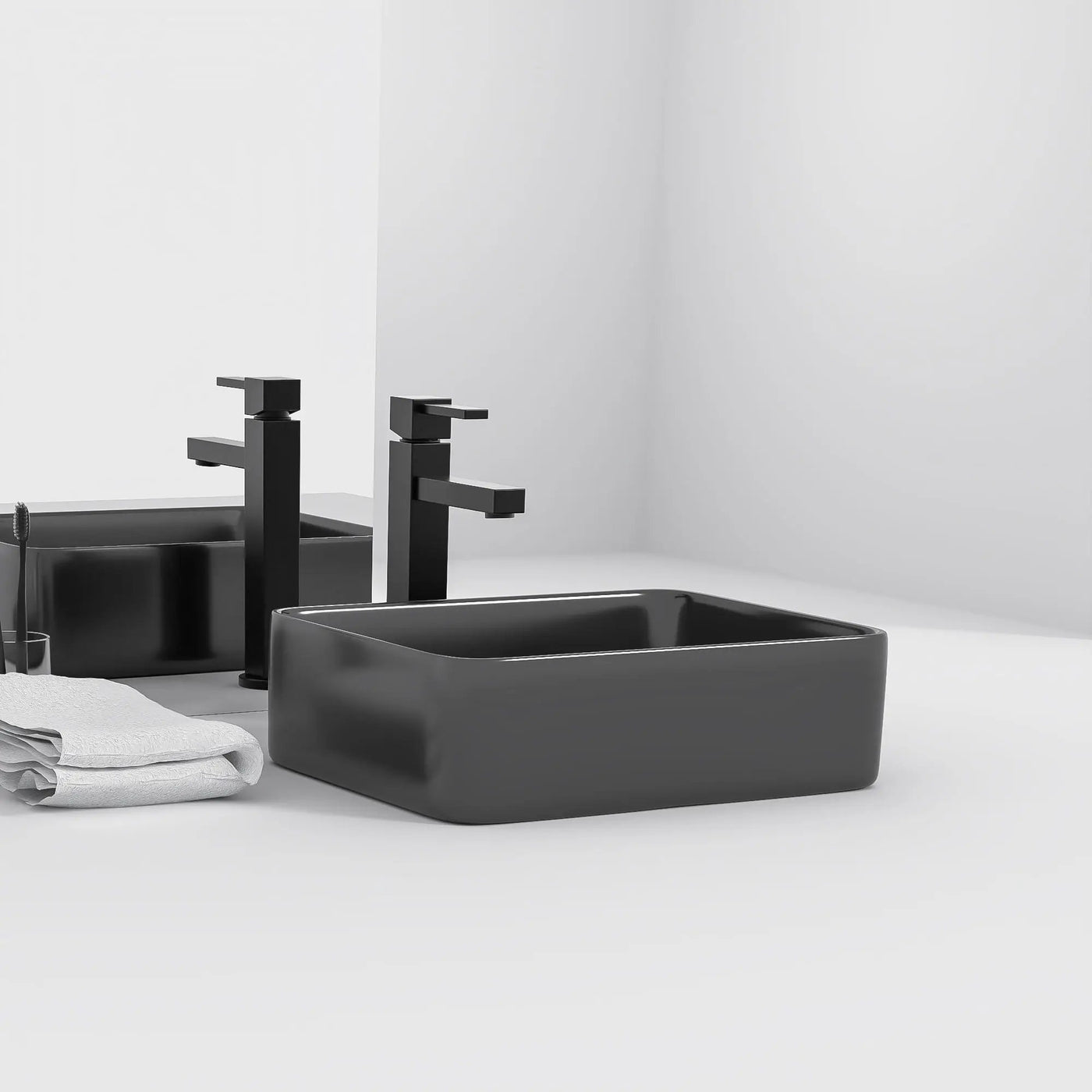 Modern European Design Ceramic Rectangular Vessel Bathroom Sink by HouseOfZazla