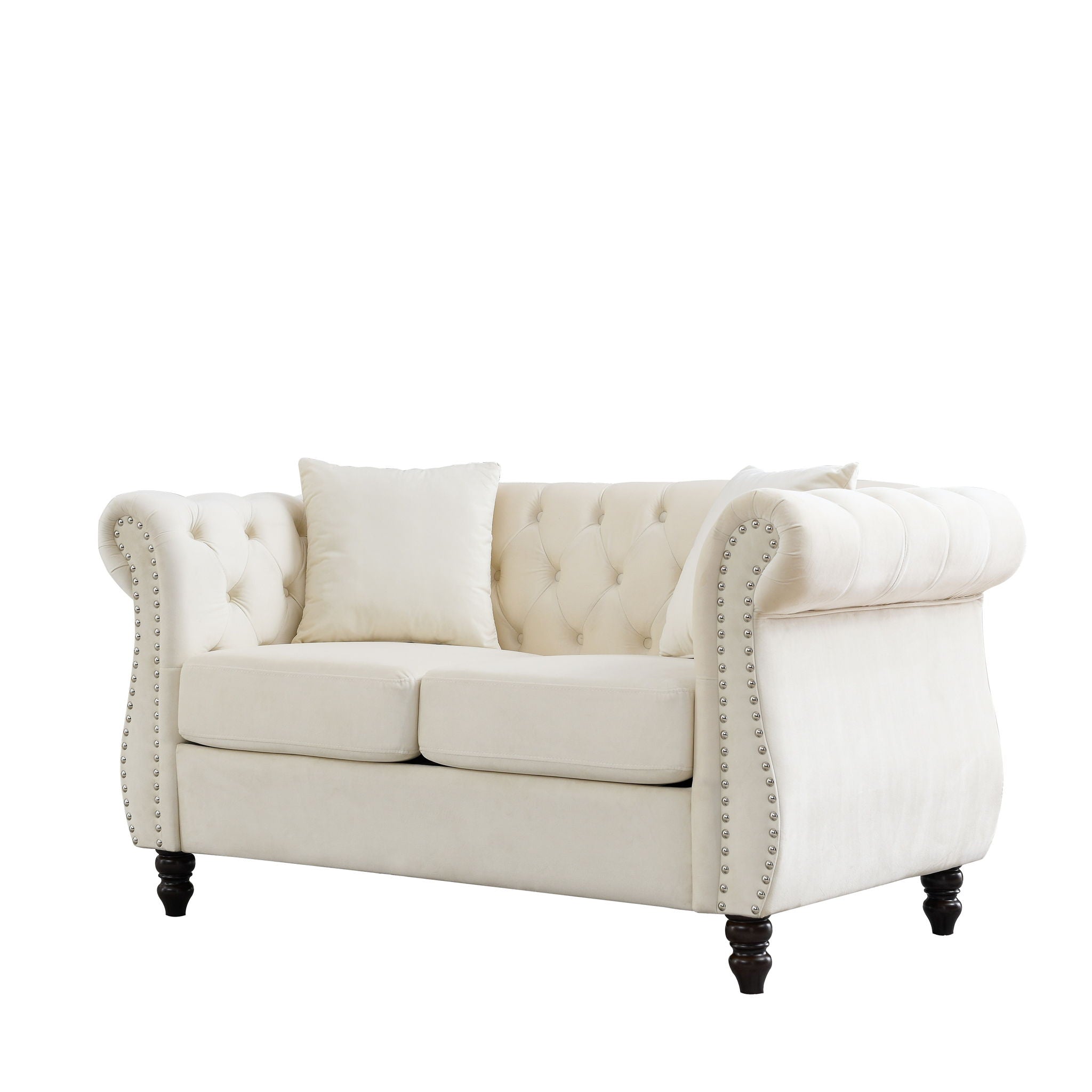 Chesterfield Sofa With Rolled Arms And Nailhead Trim by HouseOfZazla