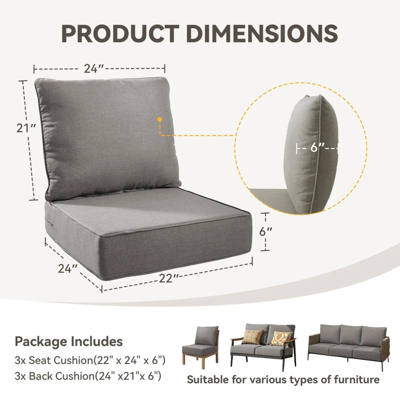 6" Thick Outdoor Chair Cushion Set - Gray by HouseOfZazla