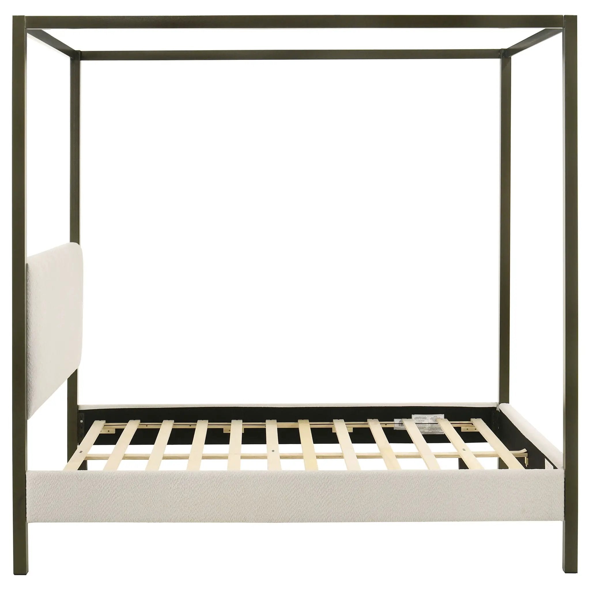 Monroe Upholstered Queen Canopy Bed Vanilla by Unique Piece Furniture