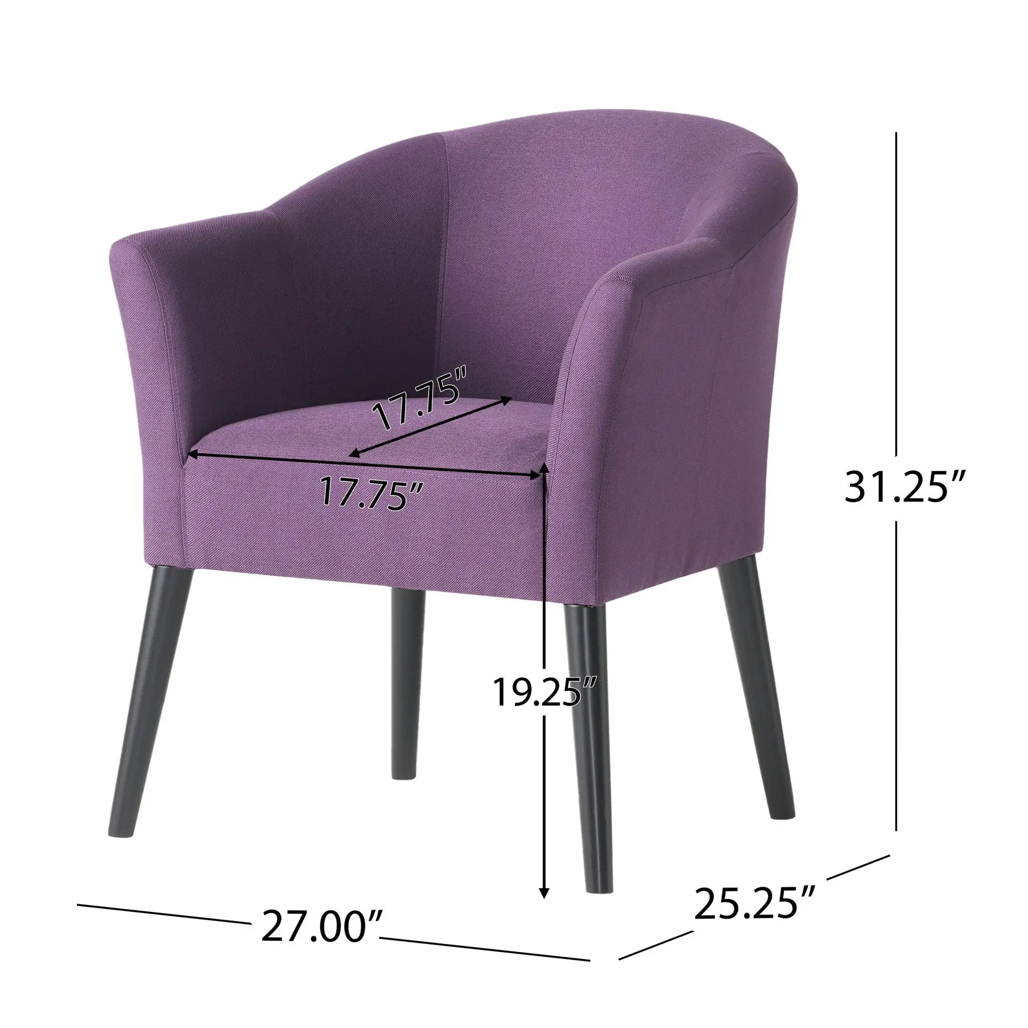 Fabric Arm Chair With Wooden Legs And Cushioned Seat - Plum by HouseOfZazla