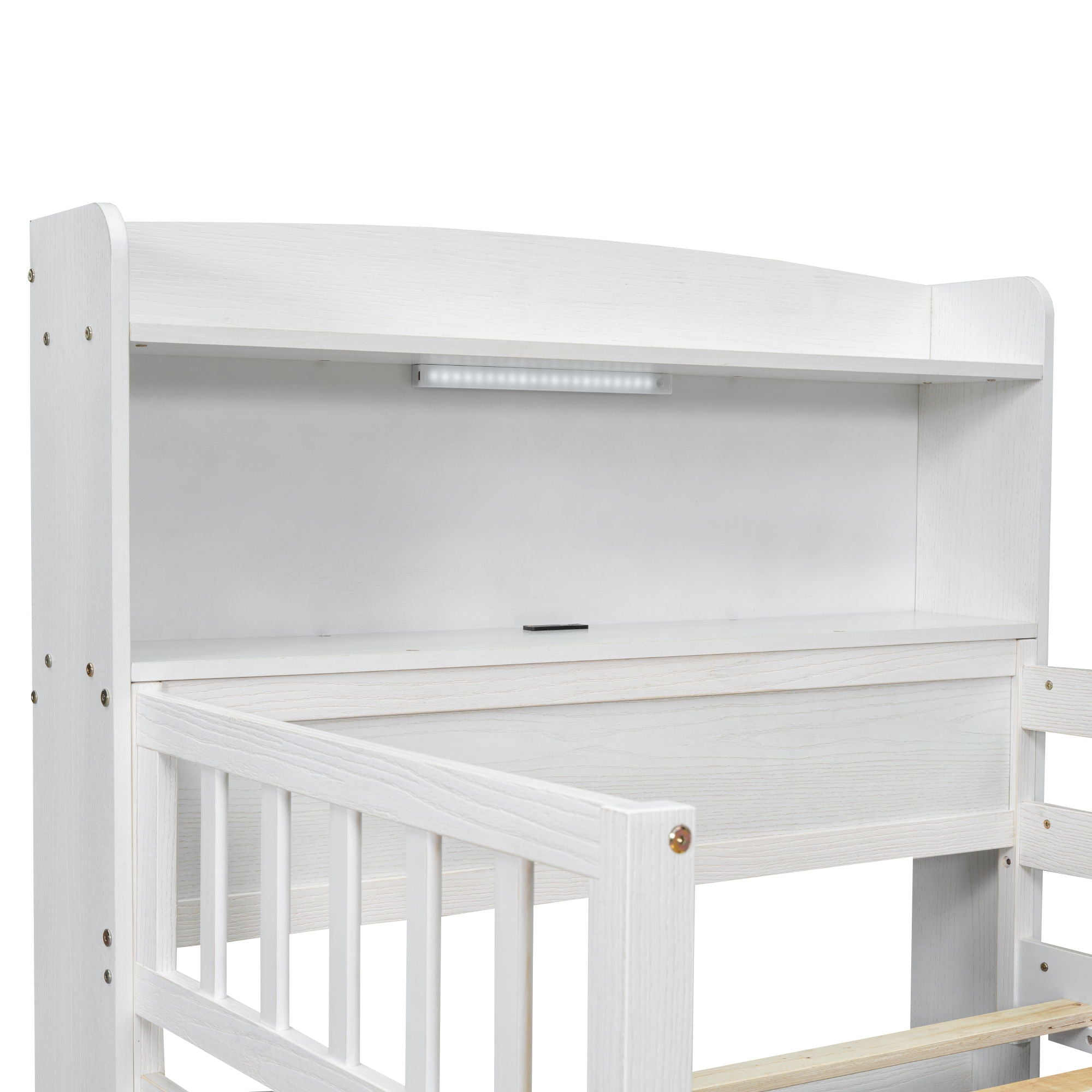 Platform Bed With LED Light, Multi Functional Headboard, Guardrail And 2 Drawers by HouseOfZazla