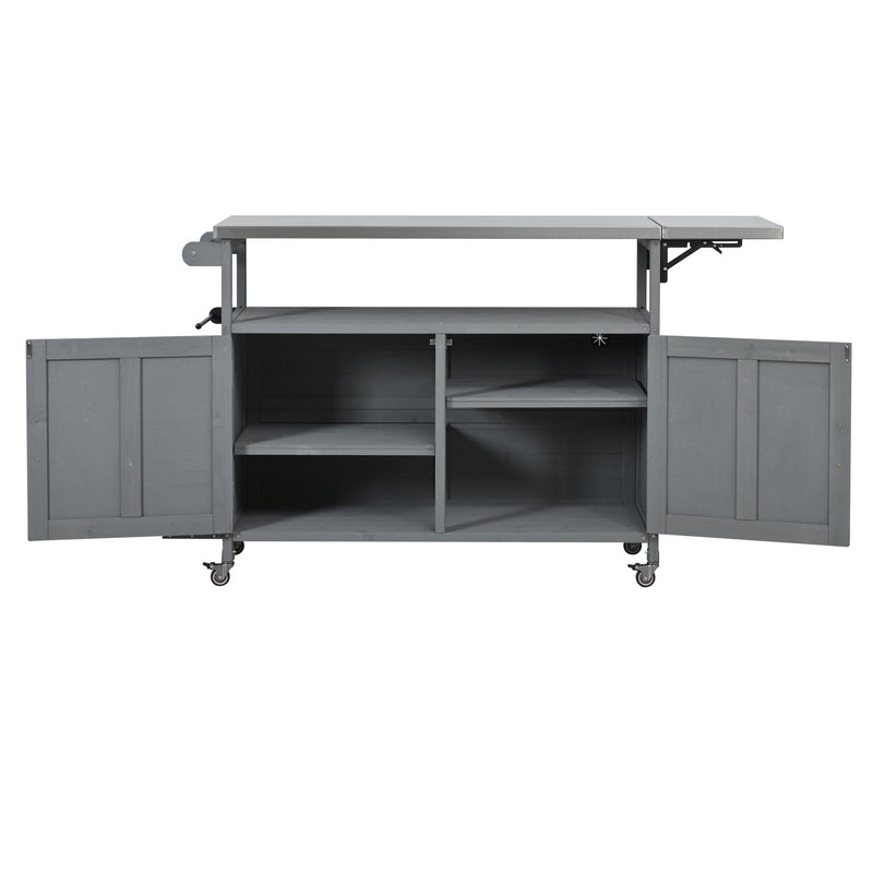 Foldable Outdoor Kitchen Island Patio Mobile Kitchen Cart by HouseOfZazla