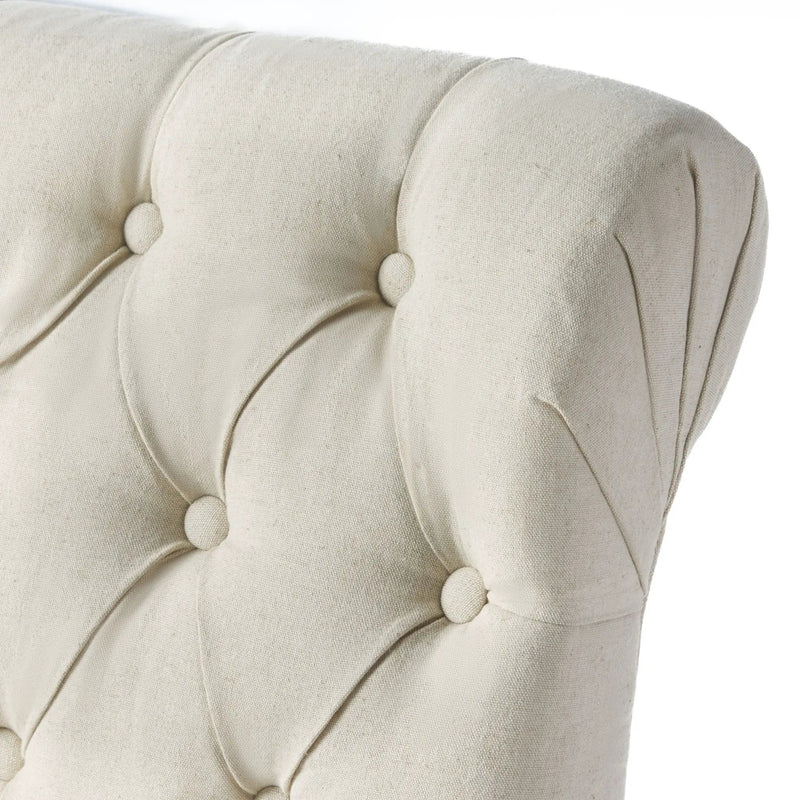Dining Rolltop Chairs (Set of 2), Upholstered Armless Chair With Wood Leg - Ivory by HouseOfZazla