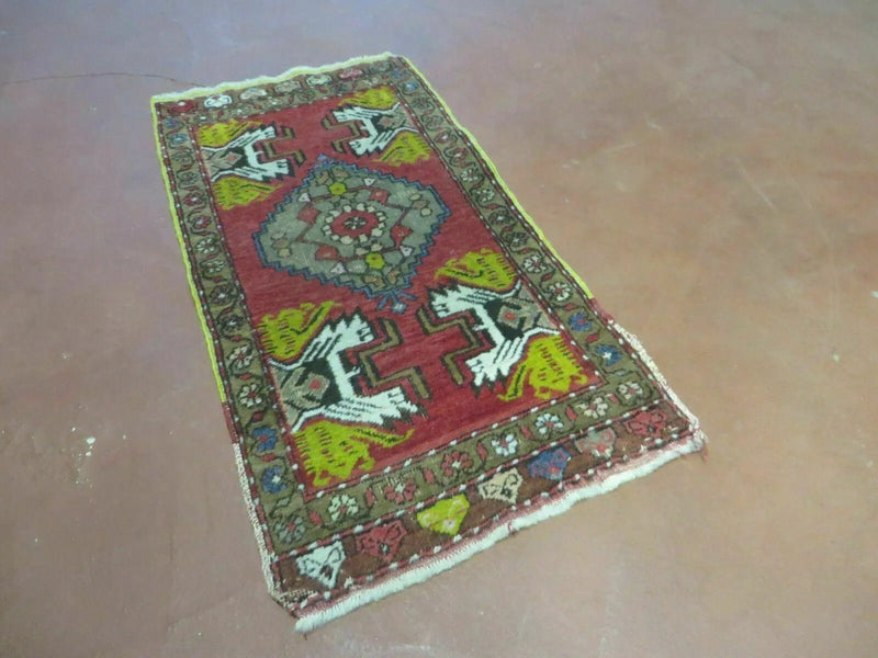 20" X 38" Antique Handmade Turkish Oushak Oshak Yastik Wool Rug Mat Turkey Nice by Jewel Rugs