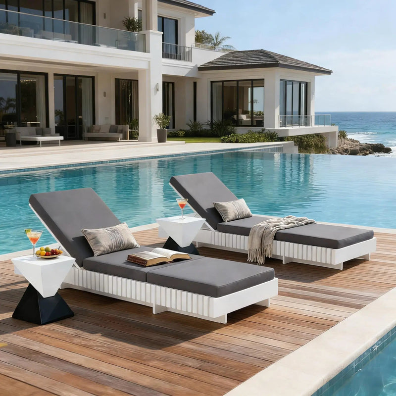White Acacia Solid Wood Outdoor Chaise Lounge by HouseOfZazla