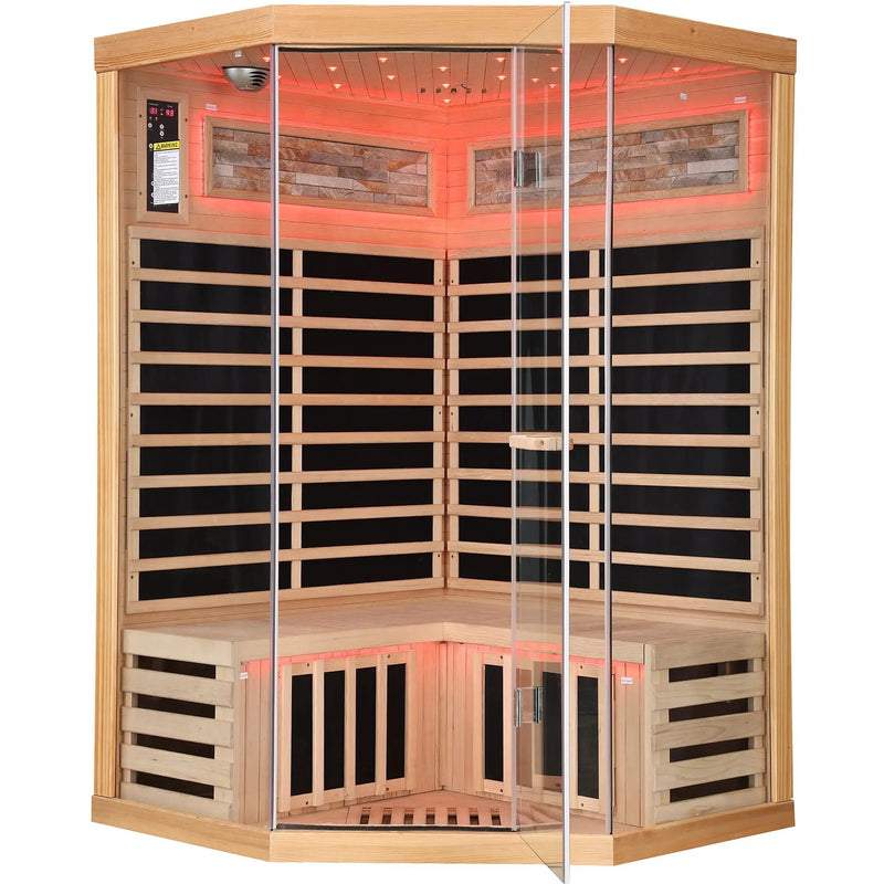 Double Sauna Room With Carbon Heating Plates - White Oak by HouseOfZazla