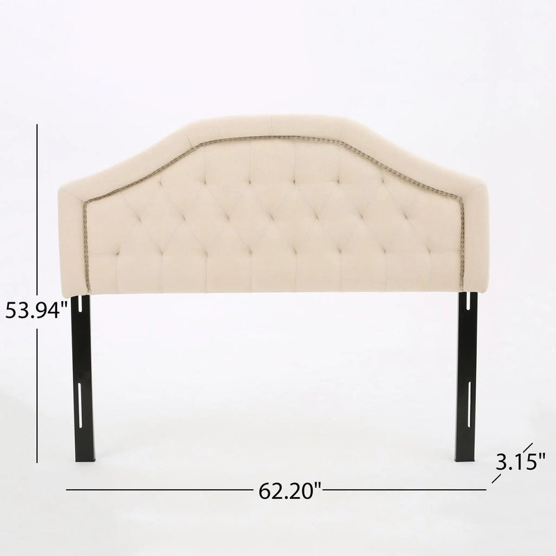 Queen & Full Size Headboard With Diamond Tufting And Nailhead Trim - Beige by HouseOfZazla