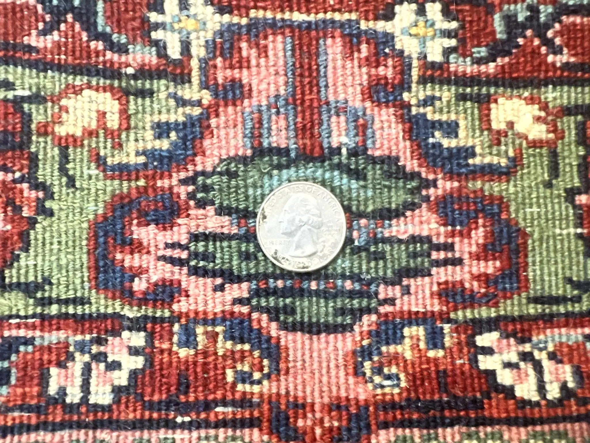 Persian Saoruk Rug 4x5, Navy Blue and Red, Floral, Antique Persian Wool Carpet, Handmade by Jewel Rugs