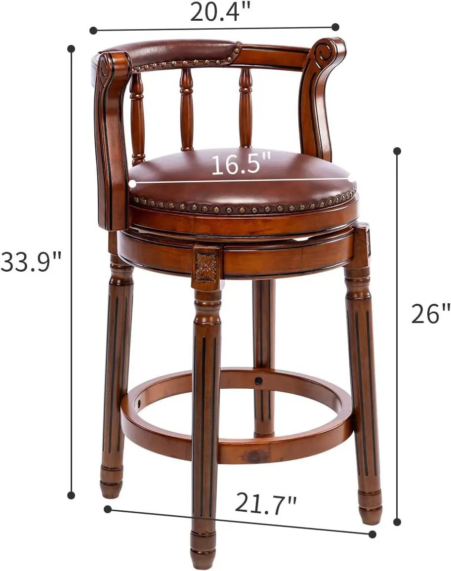 Swivel Cow Top Wooden Bar Stool, 360 Degree Swivel Bar Height Chair With Backs For Home Kitchen Counter by HouseOfZazla