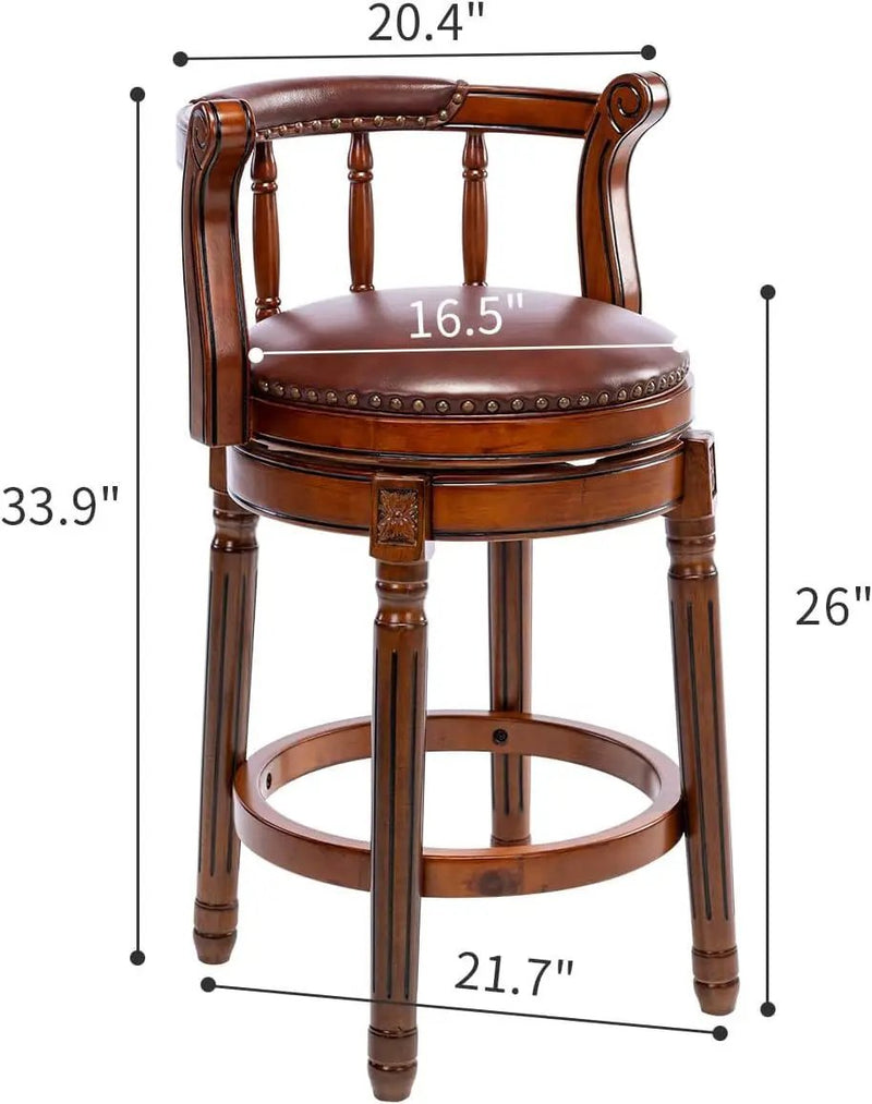 Swivel Cow Top Wooden Bar Stool, 360 Degree Swivel Bar Height Chair With Backs For Home Kitchen Counter by Unique Piece Furniture