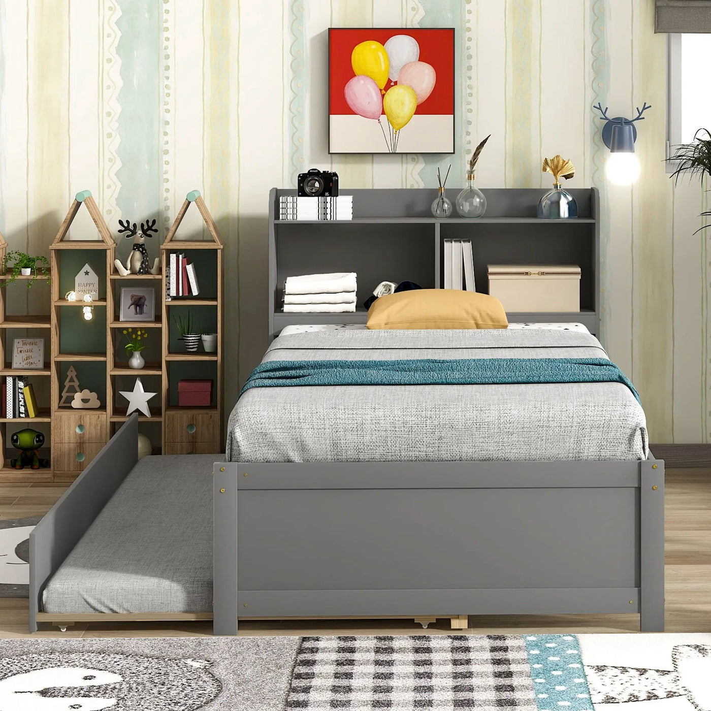 Twin Bed With Trundle, Bookcase by Unique Piece Furniture
